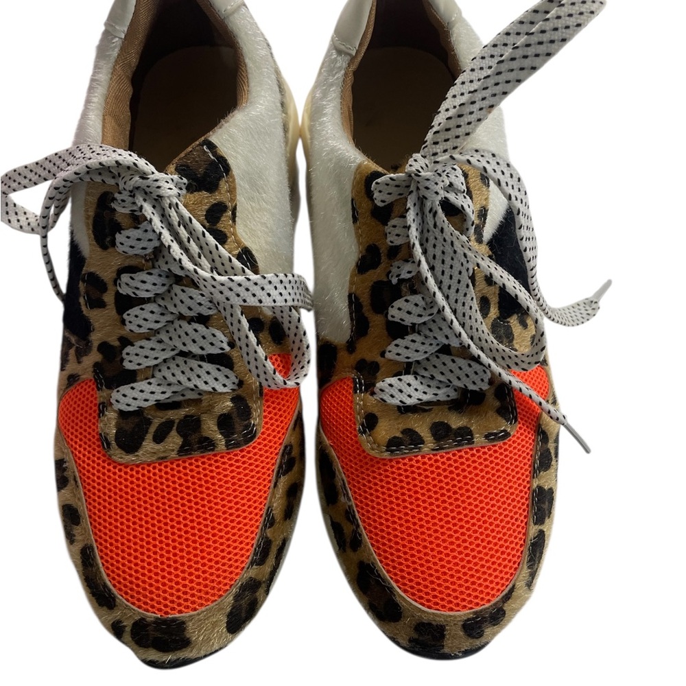 Animal print,Leopard,Orange Women's Sneakers,Size 7 - Picture 2 of 7